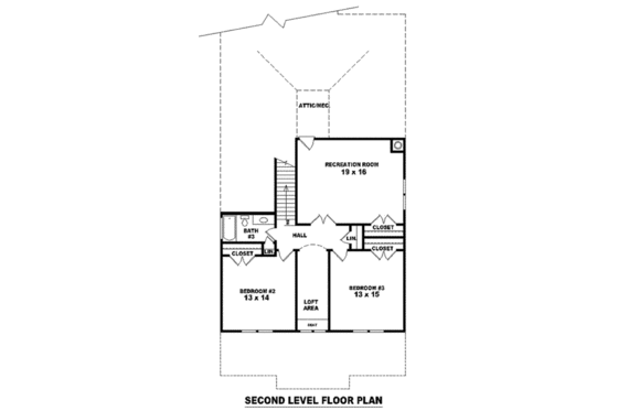 Floor Plan - Upper Floor for Bungalow House Plan #81-949 - 3 bed, 3 bath