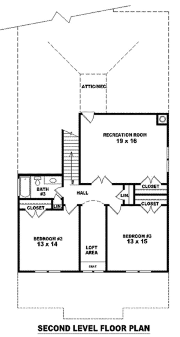 Bungalow Floor Plan - Upper Floor Plan #81-949
