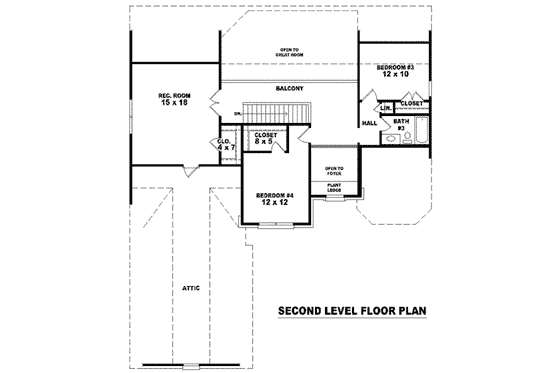 Floor Plan - Upper Floor for European House Plan #81-1076 - 4 bed, 3 bath