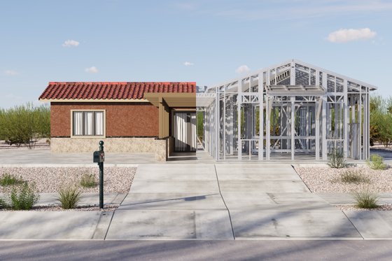 Exterior - Front Elevation 6 for Adobe / Southwestern House Plan #1106-105 - 3 bed, 2 bath