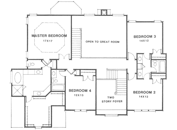 Architectural House Design - European Floor Plan - Upper Floor Plan #129-155