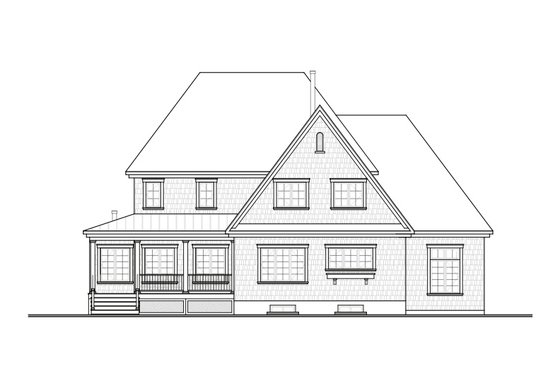 Exterior - Rear Elevation for Country House Plan #23-406 - 3 bed, 2.5 bath