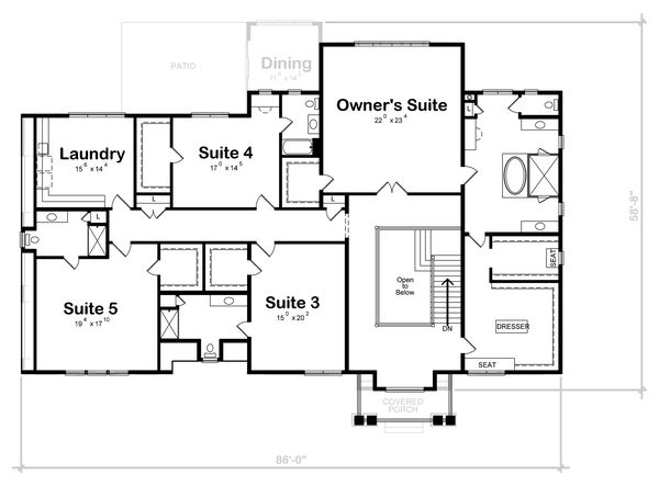 Home Plan - Classical Floor Plan - Upper Floor Plan #20-2385