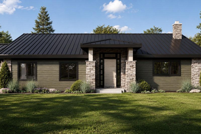 House Blueprint - Exterior - Covered Porch for Modern House Plan #1064-503 - 3 bed, 3 bath