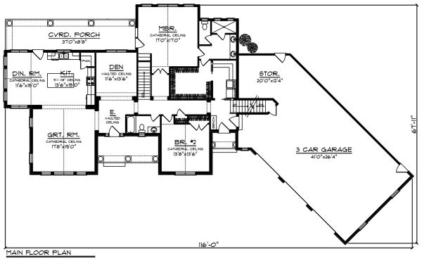House Design - Ranch Floor Plan - Main Floor Plan #70-1499