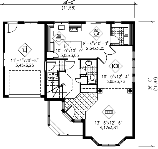 European Floor Plan - Main Floor Plan #25-2070