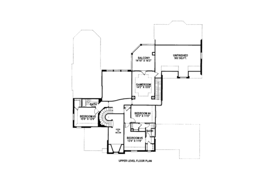 Floor Plan - Upper Floor for European House Plan #141-337 - 5 bed, 4.5 bath