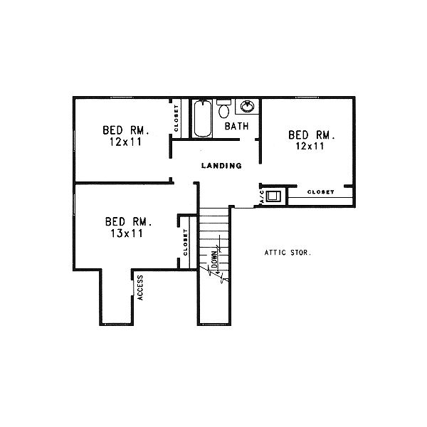 Architectural House Design - Traditional Floor Plan - Upper Floor Plan #14-216