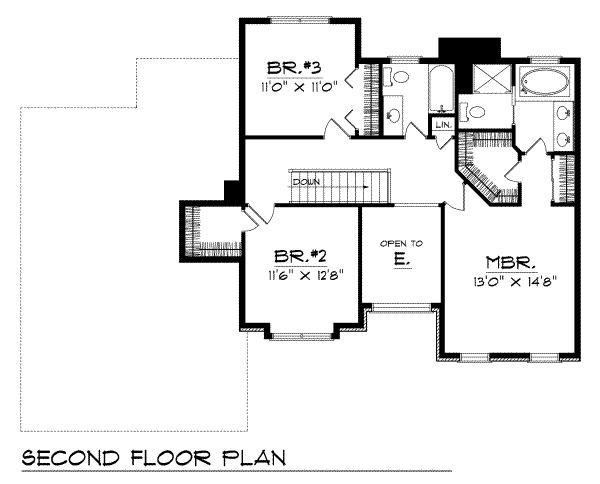 Traditional Floor Plan - Upper Floor Plan #70-337