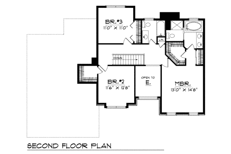 Dream House Plan - Floor Plan - Upper Floor for Traditional House Plan #70-337 - 3 bed, 2.5 bath
