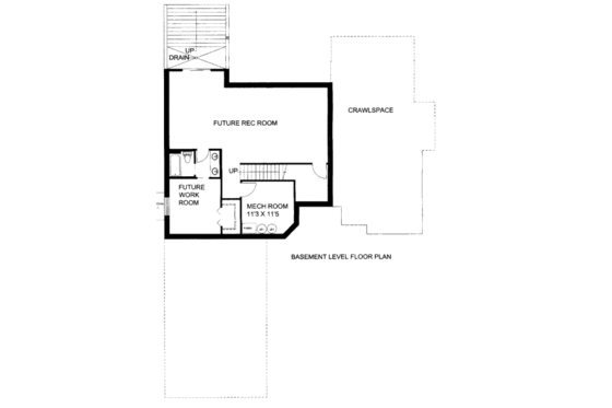 Floor Plan - Lower Floor for European House Plan #117-775 - 2 bed, 3.5 bath