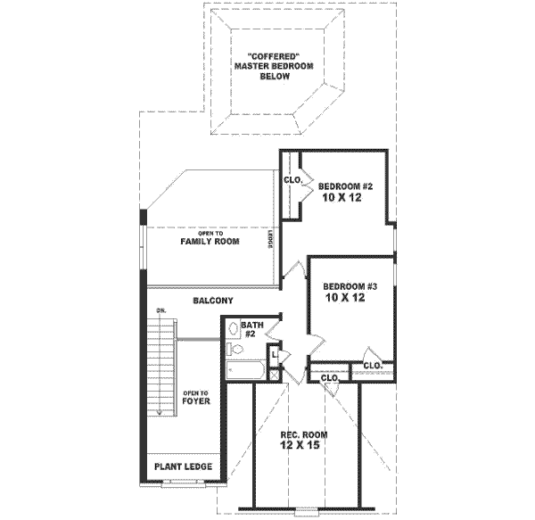 Floor Plan - Upper Floor for European House Plan #81-458 - 3 bed, 2.5 bath