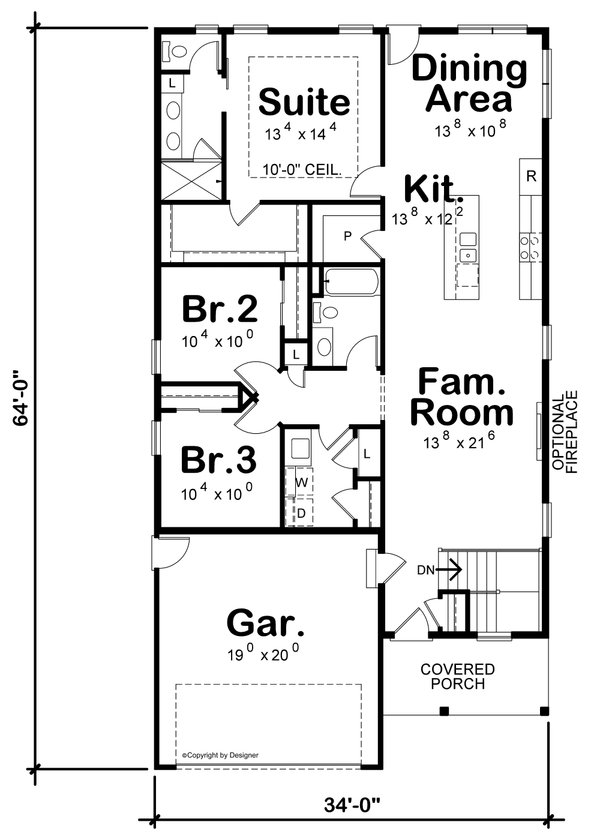 House Plan Design - Farmhouse Floor Plan - Main Floor Plan #20-2479