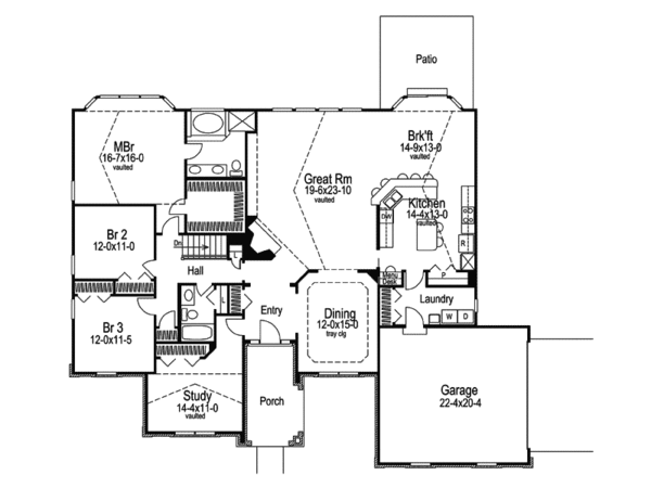 Architectural House Design - European Floor Plan - Main Floor Plan #57-587