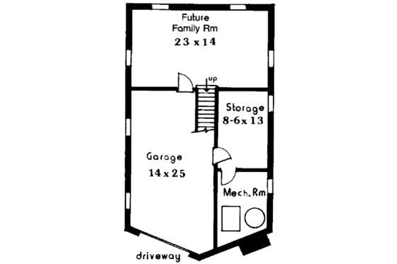 Floor Plan - Lower Floor for Cabin House Plan #3-110 - 3 bed, 2 bath