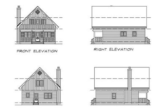 Exterior - Rear Elevation for Cabin House Plan #47-111 - 3 bed, 2 bath