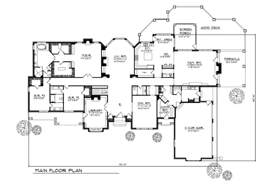 Floor Plan - Main Floor for Traditional House Plan #70-556 - 3 bed, 3.5 bath
