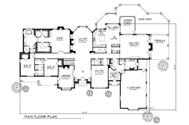 Architectural House Design - Floor Plan - Main Floor for Traditional House Plan #70-556 - 3 bed, 3.5 bath