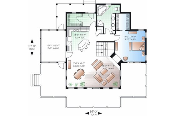 Floor Plan - Main Floor for Country House Plan #23-849 - 3 bed, 2 bath