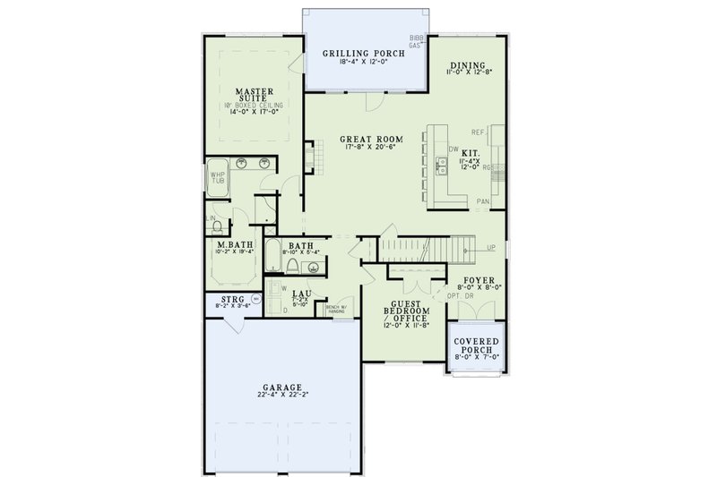Architectural House Design - Floor Plan - Main Floor for Tudor House Plan #17-3405 - 4 bed, 3 bath