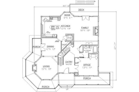 Floor Plan - Main Floor for European House Plan #117-185 - 3 bed, 4 bath