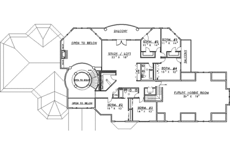 Architectural House Design - Floor Plan - Upper Floor for Traditional House Plan #117-228 - 6 bed, 7 bath