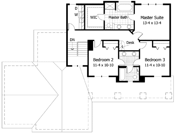 Craftsman Floor Plan - Upper Floor Plan #51-212