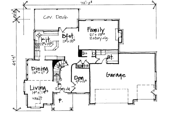 Floor Plan - Main Floor for European House Plan #308-238 - 3 bed, 2.5 bath