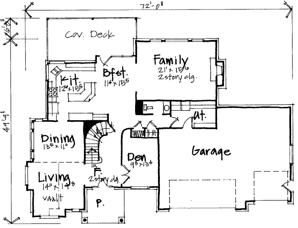 Floor Plan - Main Floor for European House Plan #308-238 - 3 bed, 2.5 bath