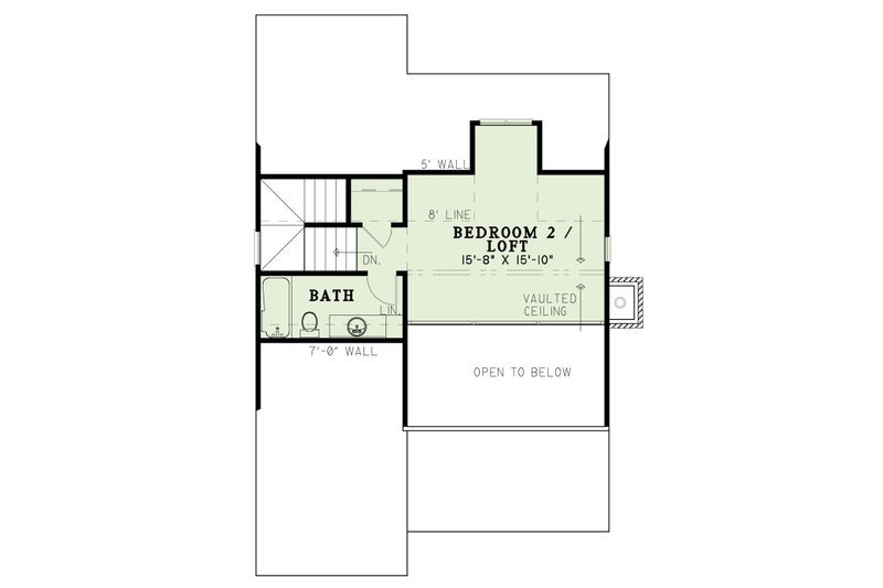 House Blueprint - Floor Plan - Upper Floor for Mediterranean House Plan #17-3301 - 2 bed, 2 bath