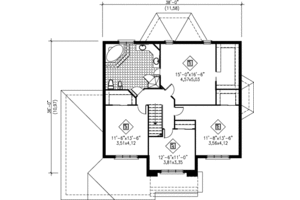 Floor Plan - Upper Floor for European House Plan #25-2015 - 4 bed, 1.5 bath