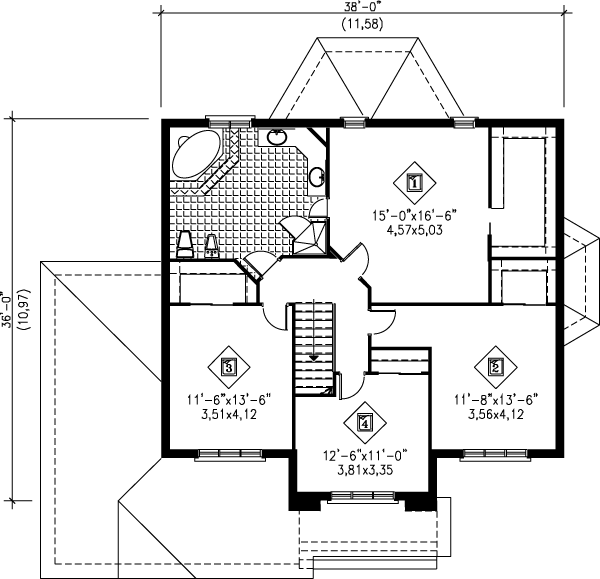 European Floor Plan - Upper Floor Plan #25-2015