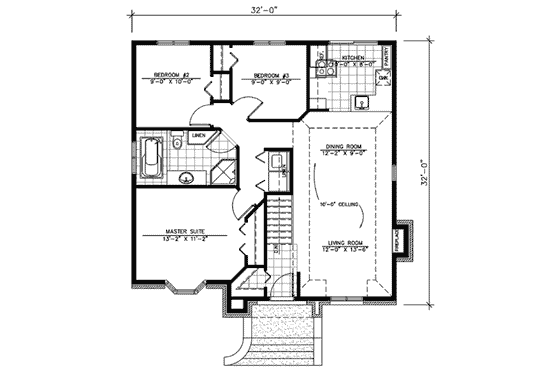Floor Plan - Main Floor for European House Plan #138-306 - 3 bed, 1 bath