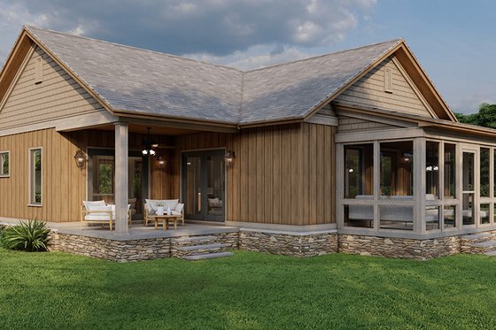 Exterior - Front Elevation 4 for Cabin House Plan #923-323 - 2 bed, 1.5 bath