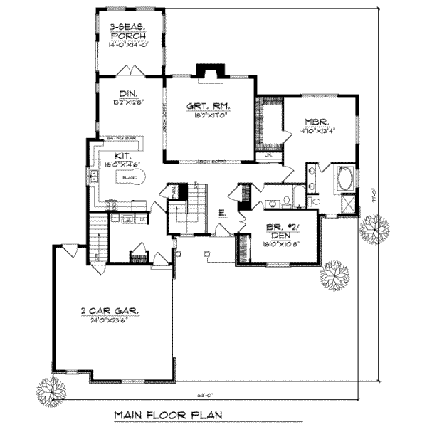 Home Plan - Traditional Floor Plan - Main Floor Plan #70-446