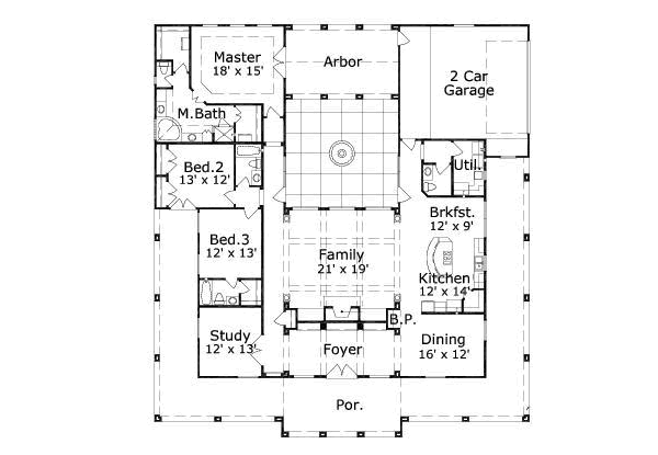 Adobe / Southwestern Floor Plan - Main Floor Plan #411-168