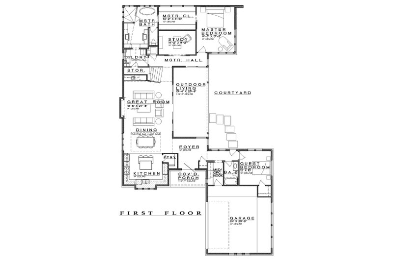 Dream House Plan - Floor Plan - Main Floor for Contemporary House Plan #935-14 - 4 bed, 4 bath