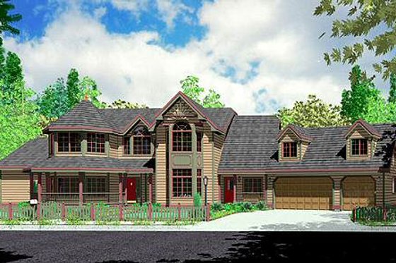 Exterior - Front Elevation for European House Plan #303-348 - 6 bed, 4.5 bath