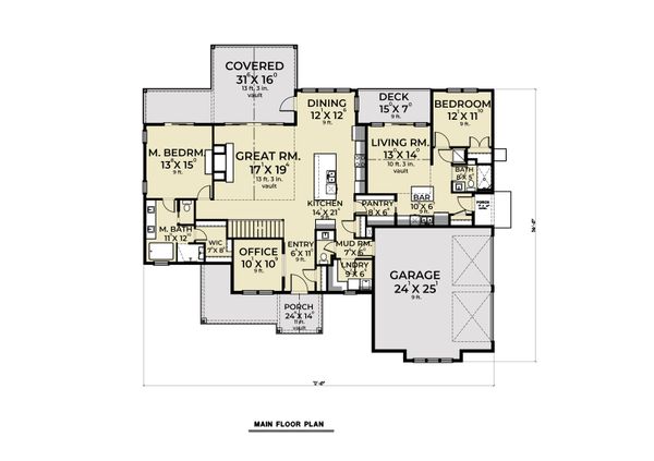 Architectural House Design - Farmhouse Floor Plan - Main Floor Plan #1070-116