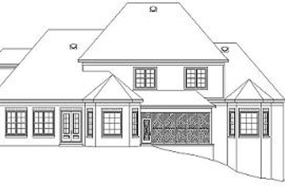 Exterior - Rear Elevation for European House Plan #81-614 - 5 bed, 4 bath