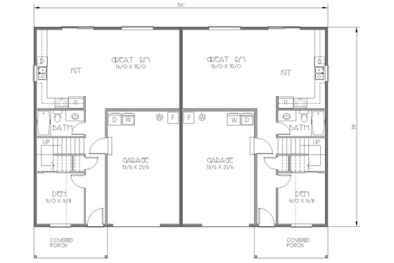 Floor Plan - Main Floor for Cottage House Plan #423-52 - 3 bed, 2 bath