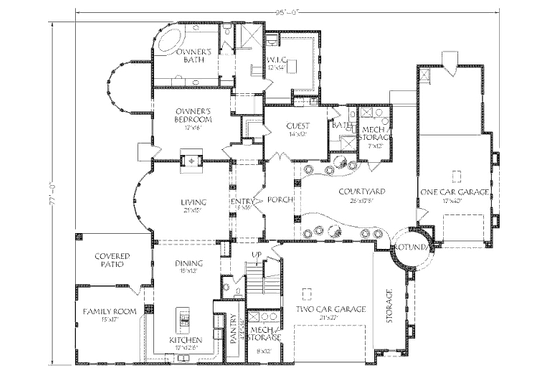 Floor Plan - Main Floor for Mediterranean House Plan #24-289 - 7 bed, 4 bath