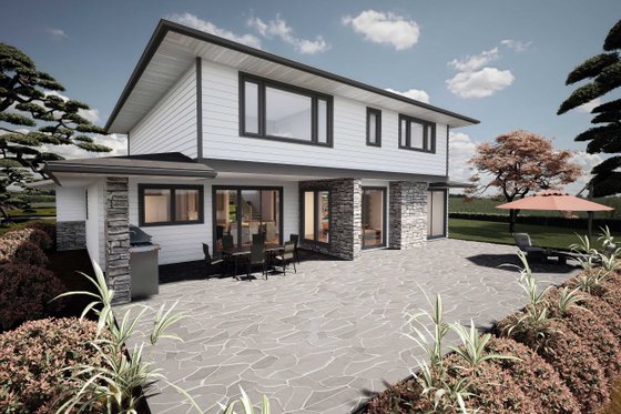 Exterior - Rear Elevation 1 for European House Plan #1101-13 - 3 bed, 3.5 bath