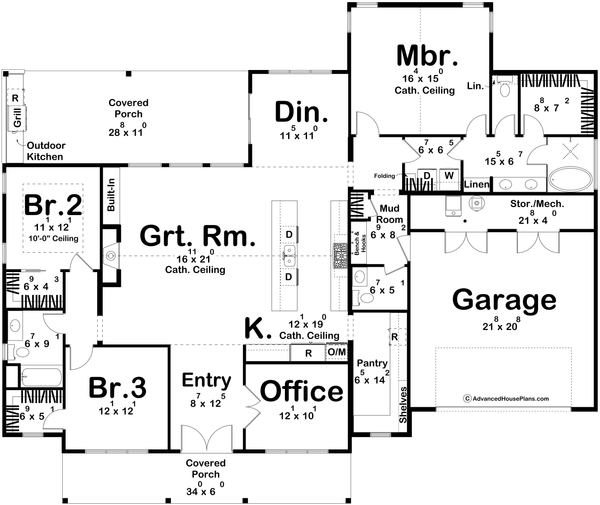 House Blueprint - Farmhouse Floor Plan - Main Floor Plan #455-713