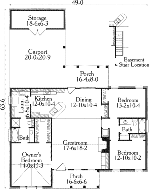 Country Floor Plan - Main Floor Plan #406-230
