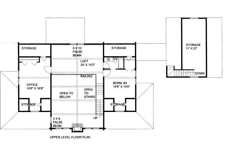 House Plan Design - Floor Plan - Upper Floor for Log House Plan #117-592 - 3 bed, 3 bath