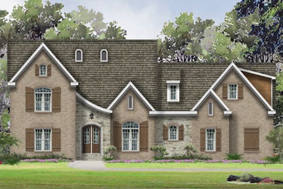 Exterior - Front Elevation for European House Plan #424-384 - 5 bed, 4.5 bath