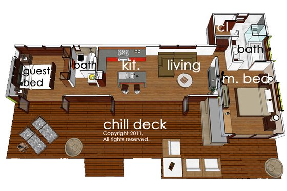 Floor Plan - Main Floor for Modern House Plan #484-5 - 2 bed, 2 bath