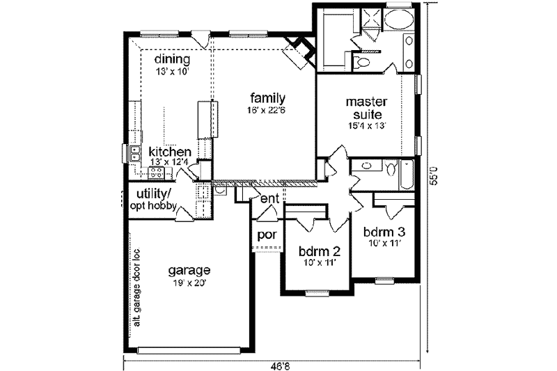 Dream House Plan - Floor Plan - Main Floor for Traditional House Plan #84-206 - 3 bed, 2 bath