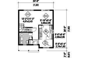 Floor Plan - Main Floor for Contemporary House Plan #25-4504 - 3 bed, 1.5 bath